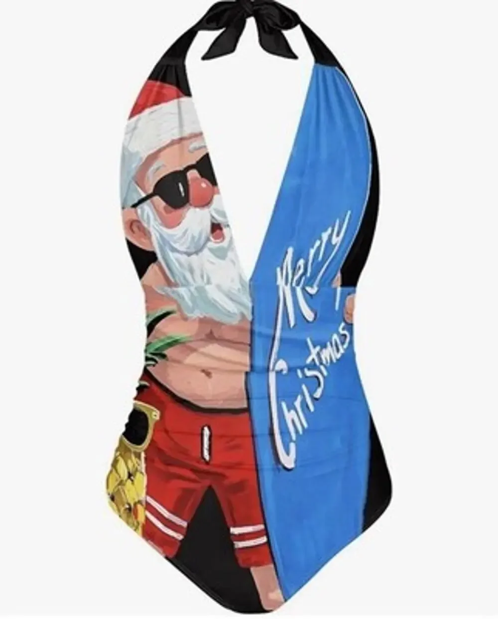 Christmas One Piece Swimsuit Halter Tummy Control Santa Bathing Suit Women S